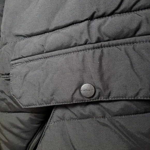 Carhartt Rain Defender Relaxed Fit Hooded Puffer Jacket Black OJ5457-W Womens M - Picture 6 of 10